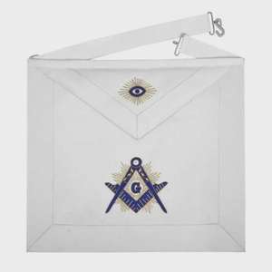 Tablier de Maître Maçon en Velours Blanc Personnalisé avec Broderie en Soie Cousue à la Main, Régalia de Loge Franc-Maçon - Product Image 1