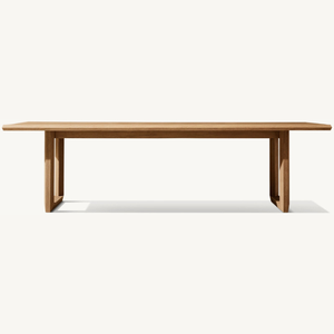 Mesa rectangular hecha de madera de teca ecológica para uso en el comedor o en un café al aire libre con un estilo moderno. - Product Image 1