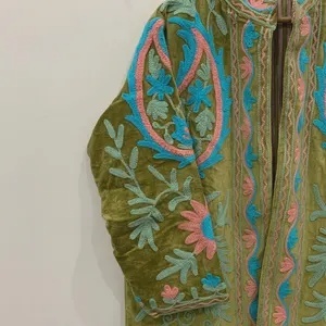 Velvet Floral Suzani Embroidered Jacket Uzbek Folk Festival Coat with Cotton Filling for Bomber <b>Duster</b> Outerwear At Cheap Price - Product Image 3
