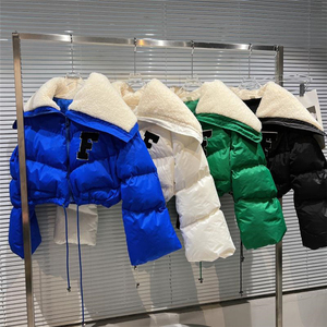 Manteau d'hiver matelassé pour femme 2022, en fausse fourrure, coupe courte, grande taille, style bomber, doudoune - Product Image 6