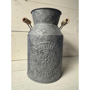 Trendy Galvanized Iron Milk Can with Handle Handmade Design Sustainable Metal Flower Plant <b>Stand</b> for Home Garden Decor - Product Image 1