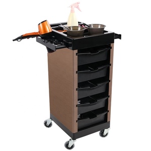Custom Logo Black Multifunctional Modern 5-Tier Heavy-Duty Durable Stainless Steel 4-Wheel Mobile Beauty Storage <b>Cart</b> - Product Image 3