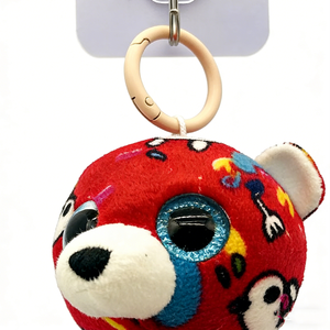 Porte-clés mini-ours en peluche personnalisé, motif lapin ou panda rouge assis, mignon, avec paillettes turquoise, petit breloque de sac en peluche. - Product Image 5