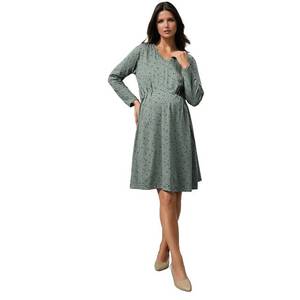 Abito plissettato a maniche lunghe stampato in cotone con scollo a V, ottimo per abiti Casual da donna - Product Image 3