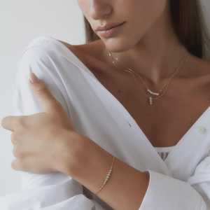 Bracelets délicats en diamant, or massif 14 carats, sertissage clos, taille ronde, diamant de laboratoire, minimalistes, pour superposition, usage quotidien, solitaires, vente en gros - Product Image 2