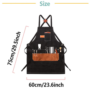 Tablier de coiffure avec poches pour outils, 75 cm x 60 cm, tissu noir, vêtements de travail pour barbier, pour le coiffage en salon - Product Image 1