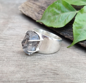 Bague unisexe en diamant Herkimer naturel, sertie de griffes en argent sterling 925, bijoux en pierres précieuses faits à la main, vente en gros - Product Image 3