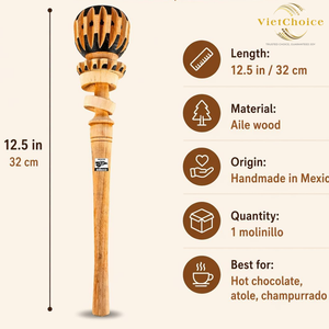 VietChoice - Batidor de madera molinillo mexicano tallado a mano para chocolate caliente, arte folclórico mexicano - Product Image 5