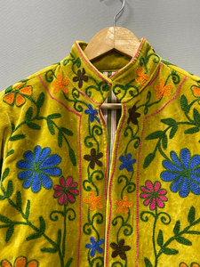 Handmade Velvet Suzani Jacket | Bohemian Women's Autumn/Winter <b>Coat</b> | Hand-Embroidered Eco-Friendly Cotton Indian Textile Floral - Product Image 6