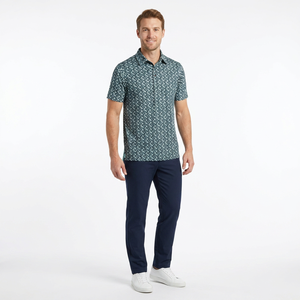Polo à manches courtes pour homme à motif géométrique, respirant, en polyester tissé, style décontracté - Product Image 2