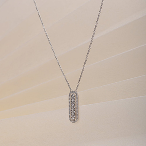 14K White Gold VVS Diamond Bar Necklace IGI Certified - Product Image 6