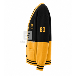 Custom NCBW 100 Black <b>Women</b> Breathable Varsity <b>sweater</b> with Embroidered Logo Front Black gold casual full Sleeve for Female - Product Image 3