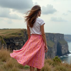 Femmes enveloppantes pêche rose Zigzag chevron imprimé géométrique pour un look chic jupe de tous les jours - Product Image 5