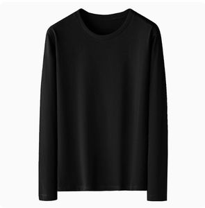 Camiseta de Manga Larga de Algodón Puro para Hombre, Camiseta Interior Blanca Sólida, Camiseta de Cuello Redondo - Product Image 2