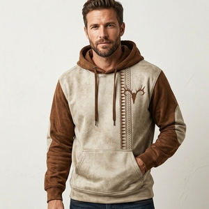 Sweat à capuche pour homme 100% coton écologique, tendance streetwear printemps-automne, impression numérique de cerf, mythologie viking - Product Image 5