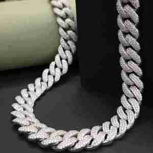 Full <b>Iced</b> <b>Out</b> Moissanite Cuban Link <b>Chain</b> Necklace 925 Sterling Silver Round Brilliant Cut Hip Hop Jewelry - Product Image 2