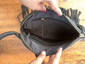 Bolso de mano con asa de anillo de piel de vaca auténtica de alta calidad al por mayor, bolso de mano con flecos a la moda de lujo para mujer - Product Image 6