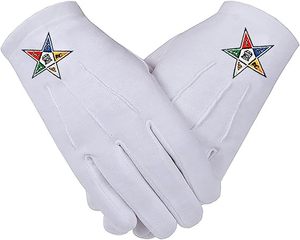 Guantes Masónicos de Caballero Templario con Cruz Nórdica Roja, Bordado a Máquina en Algodón Blanco (2 Pares) (Talla Grande) - Product Image 6