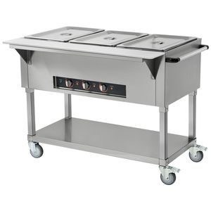 Scaldavivande Professionale a 3 Scomparti, 1500W, Elettrico, 20.6QT, 4 Ruote, per Buffet e Catering, Temperatura Manuale, 2 L - Product Image 1