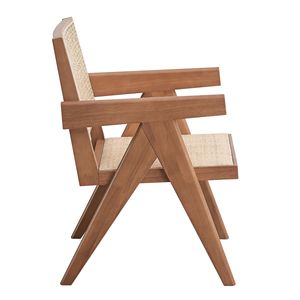 Poltrona beige e naturale con accenti decorativi - Product Image 3