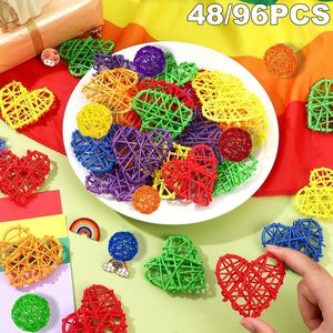48pcs Colorful Wicker Rattan Balls Heart Shaped <b>Vase</b> Bowl <b>Fillers</b> Decorative Table Centerpieces Weddings Decorative Decor - Product Image 4