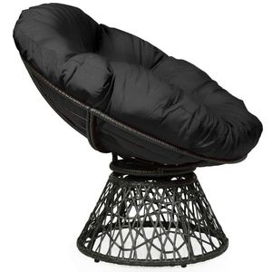Sedia Papasan in Rattan Girevole a 360 Gradi con Cuscino Morbido - Comfort Ergonomico - Product Image 4