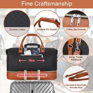 Sac de voyage en cuir de vachette, style personnalisé, sac de voyage en toile - Product Image 5