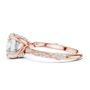 Anillo de compromiso con halo de diamantes cultivados en laboratorio de 4 quilates, corte Asscher y corte brillante redondo, de oro macizo de 14 quilates, certificado por IGI, moderno, para mujer - Product Image 3