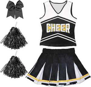 Tenues d'entraînement de cheerleading 100 % polyester à séchage rapide, prix bas, vente en gros, uniformes de cheerleading personnalisés, ensembles pour filles, design imprimé - Product Image 1