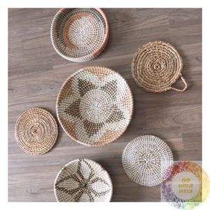 Platos Decorativos de Pared de Mimbre Tejidos a Mano, Set de Cestas de Ratán, Decoración Rústica Boho para el Hogar, Regalo para Nueva Casa, Boda, Ocasiones Festivas - Product Image 3