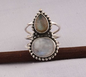 Natural Labradorite <b>Ring</b> 925 Sterling Silver Jewelry Rainbow Flash Gemstone <b>Ring</b> Vintage Style <b>Statement</b> <b>Ring</b> for Women - Product Image 6