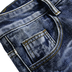 Pantalones Cortos de Mezclilla para Hombre, Azul Oscuro, Transpirables, Desgastados, Casuales, de Verano, Corte Regular, Largura hasta la Rodilla, Lavados, Cinco Bolsillos, Estilo Urbano - Product Image 3