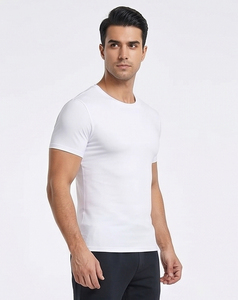 T-shirt de yoga à manches courtes pour homme, col rond, compression, entraînement, fitness, coupe ajustée, vêtement de sport pour homme - Product Image 6