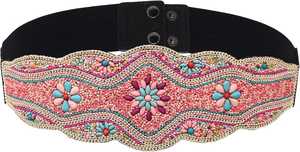 Handmade Waist Embroidery <b>Belt</b> with Mirror <b>Work</b> and Decorative Ethnic Design for Bridal Wear Stylish Floral Embroidered <b>Belt</b> - Product Image 3