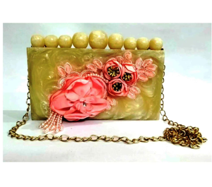 Pochette de soirée de luxe pour femme en résine époxy avec fermeture magnétique, étanche, personnalisable avec logo, motif fleur diamant - Product Image 3