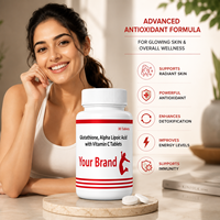 Comprimés de glutathion, d'acide alpha-lipoïque et de vitamine C avec logo personnalisé pour éclaircir la peau et la protéger des radicaux libres