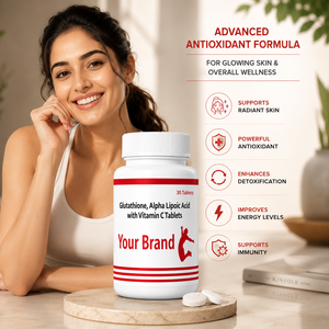 Tabletas de Glutatión, Ácido Alfa Lipoico y Vitamina C con Logotipo Personalizado para Aclarar la Piel y Apoyo Antioxidante - Product Image 6
