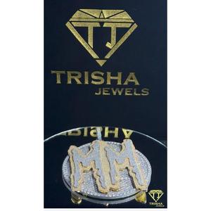 Personalized Luxury Hip Hop "MM" Drip <b>Pendant</b> in 925 Sterling <b>Silver</b> Iced Out Moissanite <b>Pendant</b> for Men - By Trisha Jewels - Product Image 3