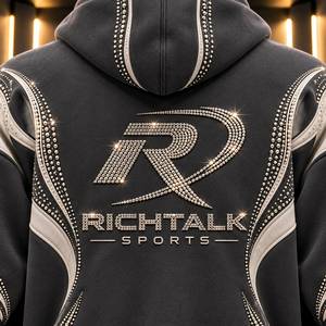 Sweat-shirt à capuche pour homme, imprimé pailleté, logo en strass sur le devant, coton lourd, hiver, noir - Product Image 5