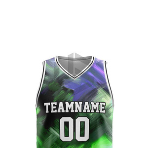 Maillot de basket-ball personnalisé à sublimation, dernier design, respirant, anti-transpiration, séchage rapide, antibactérien, 100% coton, pour l'été - Product Image 4