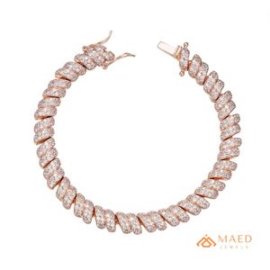สร้อยข้อมือโซ่ทองคำชุบโรสโกลด์ประดับมอสซาไนต์ Maed Jewels IGI เครื่องประดับแฟชั่นฮิปฮอปสำหรับผู้หญิงผู้ชาย ของขวัญทันสมัย นิวยอร์กซิตี้ - Product Image 1