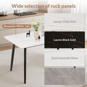 Tavolo da Pranzo Mountain Grain White 63 Pollici in Pietra Sinterizzata/Marmo/Porcellana per Cucina e Soggiorno - Solo Tavolo - Product Image 3