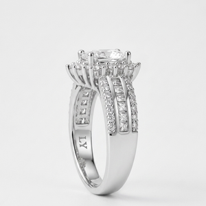 Brass Elegant Rhodium Plated Oval Halo Engagement <b>Ring</b> 5A Cubic Zirconia Prong <b>Set</b> Wedding Band for <b>Women</b> - Product Image 3