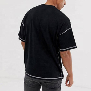 Camiseta de Punto con Bloques de Color a Precio Económico, Fabricada a Medida, 100% Algodón Grueso, Camiseta Extra Grande con Costuras en Contraste para Unisex - Product Image 6