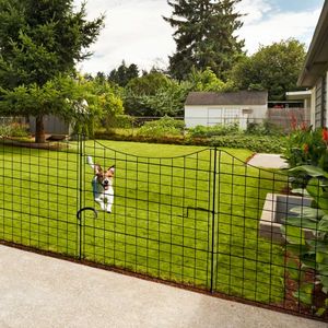 Recinzione da giardino decorativa in metallo a 5 pannelli 36 \ "L X 39 \" H + 1 cancello senza scavare barriera per cani per animali - Product Image 5