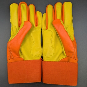 Guantes de Bateo de Cuero Naranja Bruce Bolt, Cierre de Gancho y Bucle Ambidiestro, Unisex para Adultos, Entrenamiento - Product Image 6