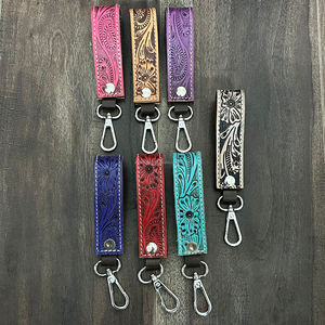 พวงกุญแจหนังวัวสำหรับธุรกิจมาใหม่พวงกุญแจหนังวัวประดับด้วยเครื่องมือลายดอกไม้สำหรับ2025สินค้ามาใหม่พวงกุญแจสุดหรูของขวัญโปรโมชั่นสุดหรูพวงกุญแจหนังน่ารัก - Product Image 4