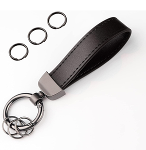 Porte-clés en cuir personnalisé, cuir noir, nouveau modèle, porte-clés en cuir avec logo gravé, porte-clés 100% cuir véritable - Product Image 6