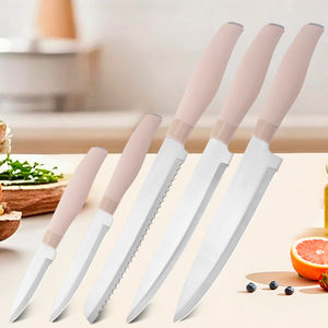 Nuevo juego de cuchillos de cocina rosas elegantes PP + TPR mango 5 uds hoja de acero inoxidable cuchillos de cocina multifuncionales para pelar frutas - Product Image 3