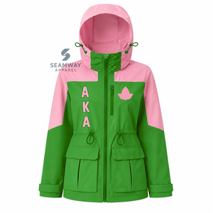 Alpha |   Kapa |   Veste de pluie Alpha Sorority, veste softshell à capuche, veste varsity pour femmes, imperméable, accessoires grecs - Product Image 1